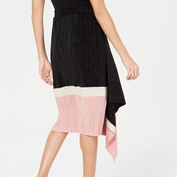 Alfani Asymmetric Pleated Colorblock Skirt - Picture 2 of 5